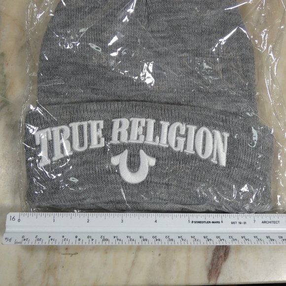 True Religion Gray Knit Cap Watchman Beanie - Picture 2 of 5